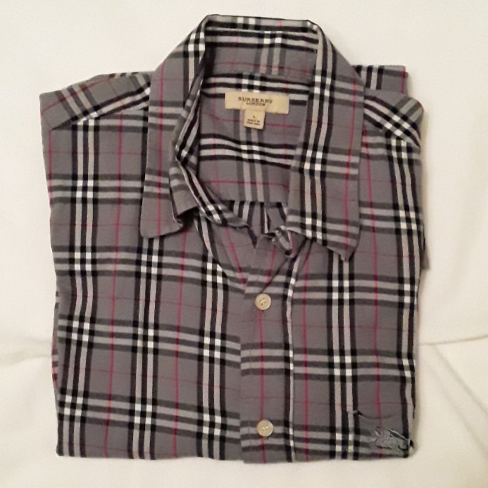 BURBERRY MEN'S SHORT SLEEVE SHIRT L